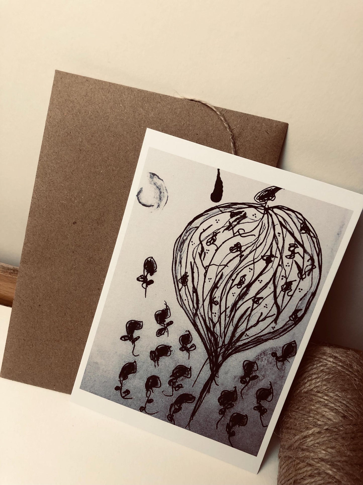 Kunstkarte | Zeichnung mit Kreide und Tusche
