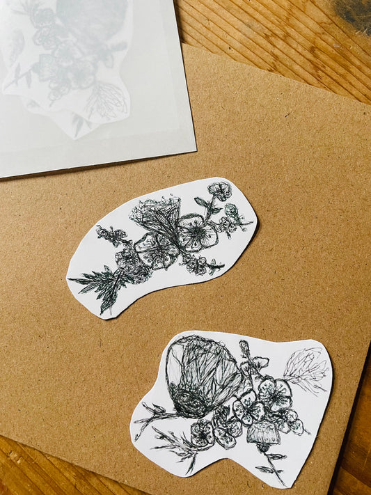 Sticker-Set "Botanische Zeichnungen" | 2 florale Aufkleber