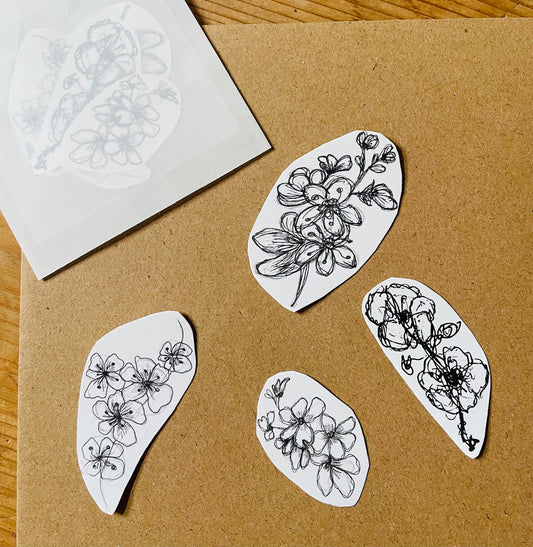Blumen-Sticker | Handgezeichnetes Set (4 Motive)