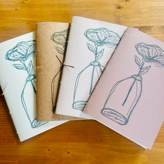 Handgemachtes Notizheft - Illustration 'Vase'