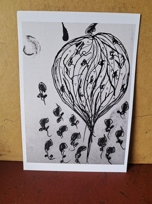 Kunstkarte | Zeichnung mit Kreide und Tusche